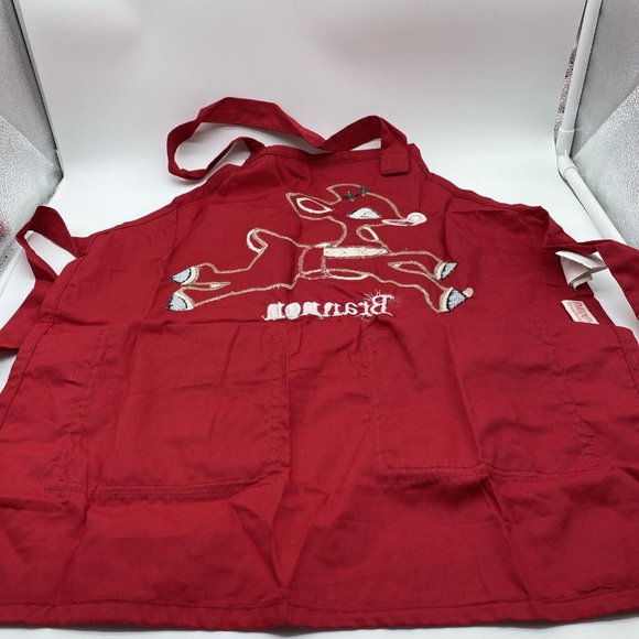 Pottery Barn Kids Apron Brannon Rudolph Reindeer Christmas Children’s Red - Picture 8 of 9